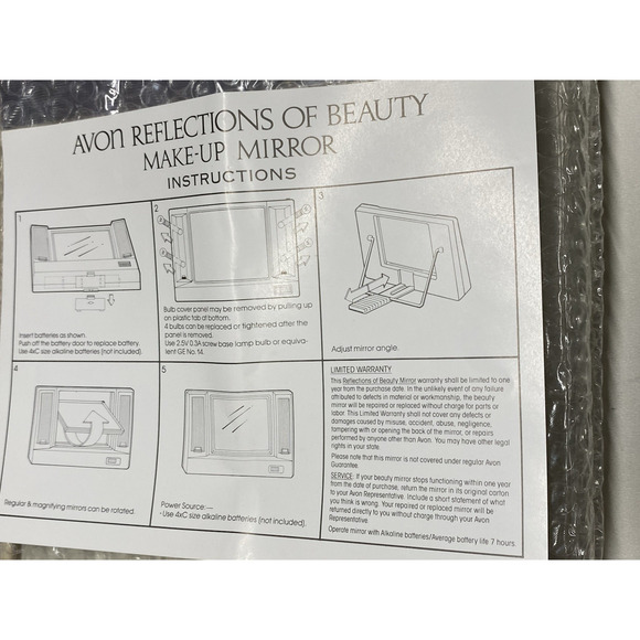 Vintage 1986 AVON Reflections of Beauty Make-Up Lighted Magnifying Mirror NEW - Picture 6 of 7